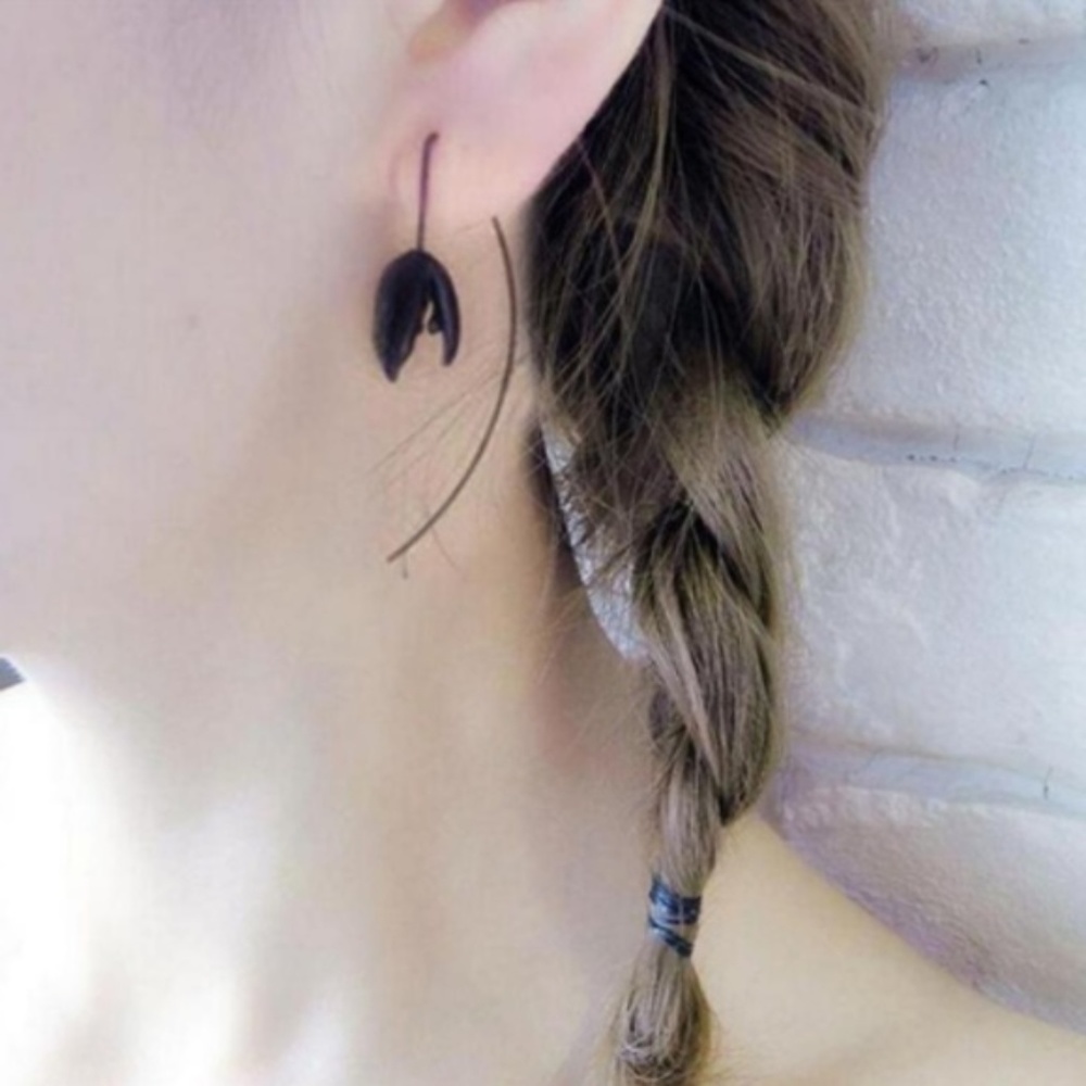 Goth Punk Black Wilted Flower Earrings